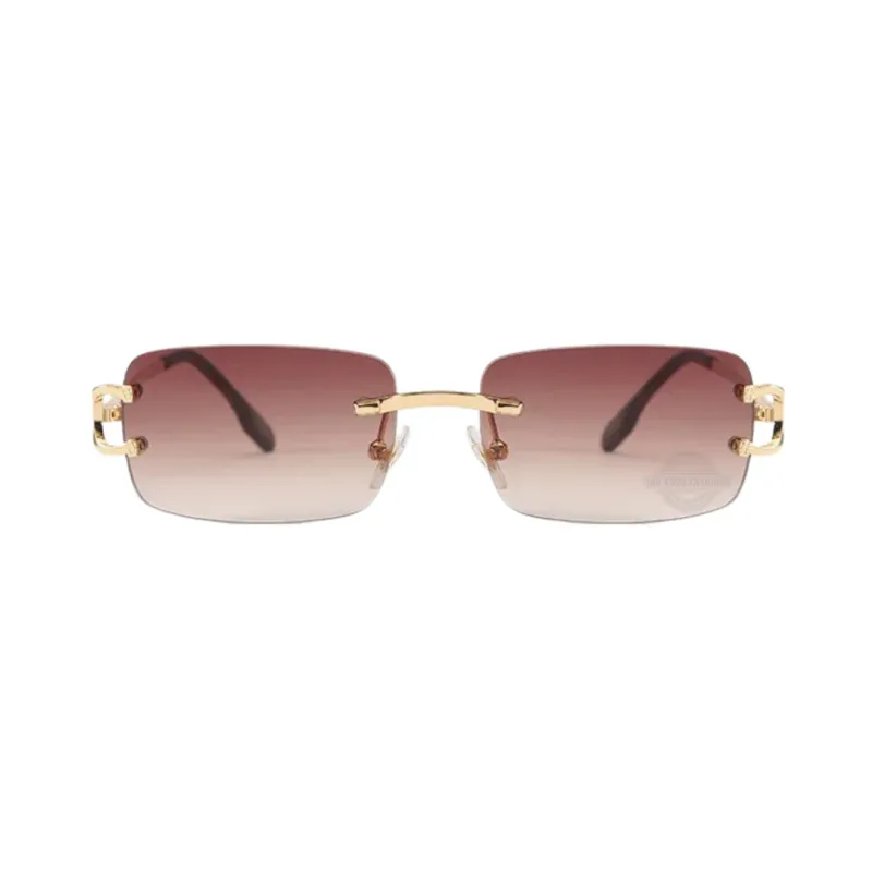 Gold Brown Unisex Rimless Shades