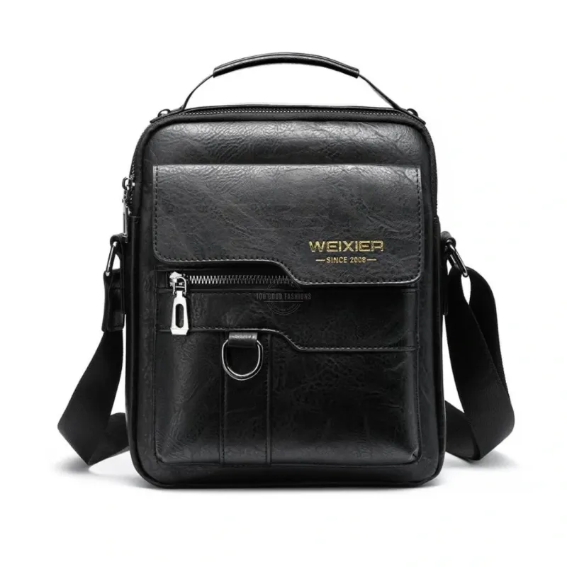 Black shoulder bag with adjustable strap