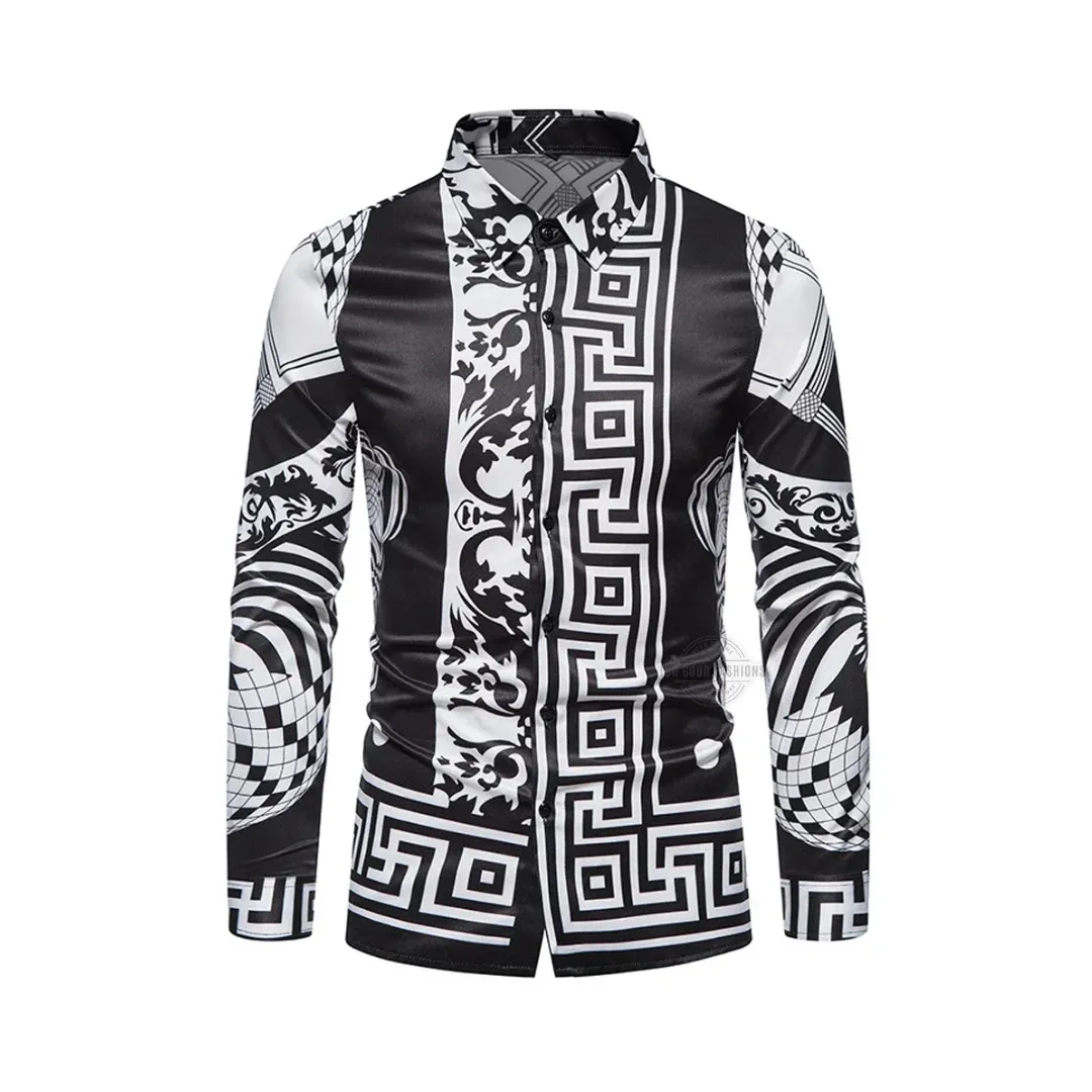 Mixed Pattern Luxury Long-Sleeve Shirt