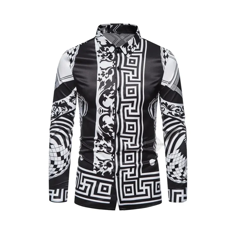 Mixed Pattern Luxury Long-Sleeve Shirt