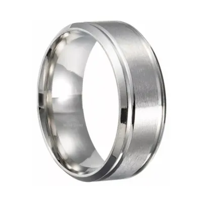 Alpha Brushed Steel Ring in Silver