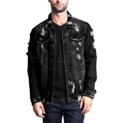 Black Distressed Denim Jacket Black Distressed Denim Jacket