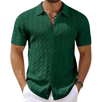 Green Knit Short-Sleeve Shirt