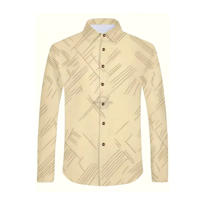 Simple Slim Fit Cream Long-Sleeve Shirt