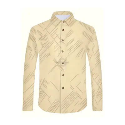Simple Slim Fit Cream Long-Sleeve Shirt