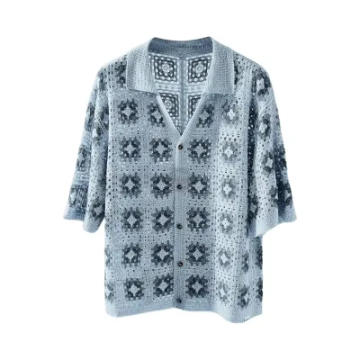 Sweet Dreams Crochet Knit Short-Sleeve Shirt