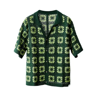 Matcha Crochet Knit Short-Sleeve Shirt