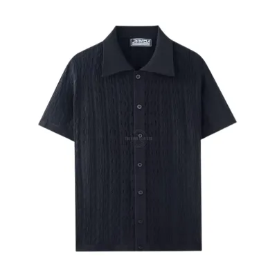 Black Knit Short-Sleeve Shirt
