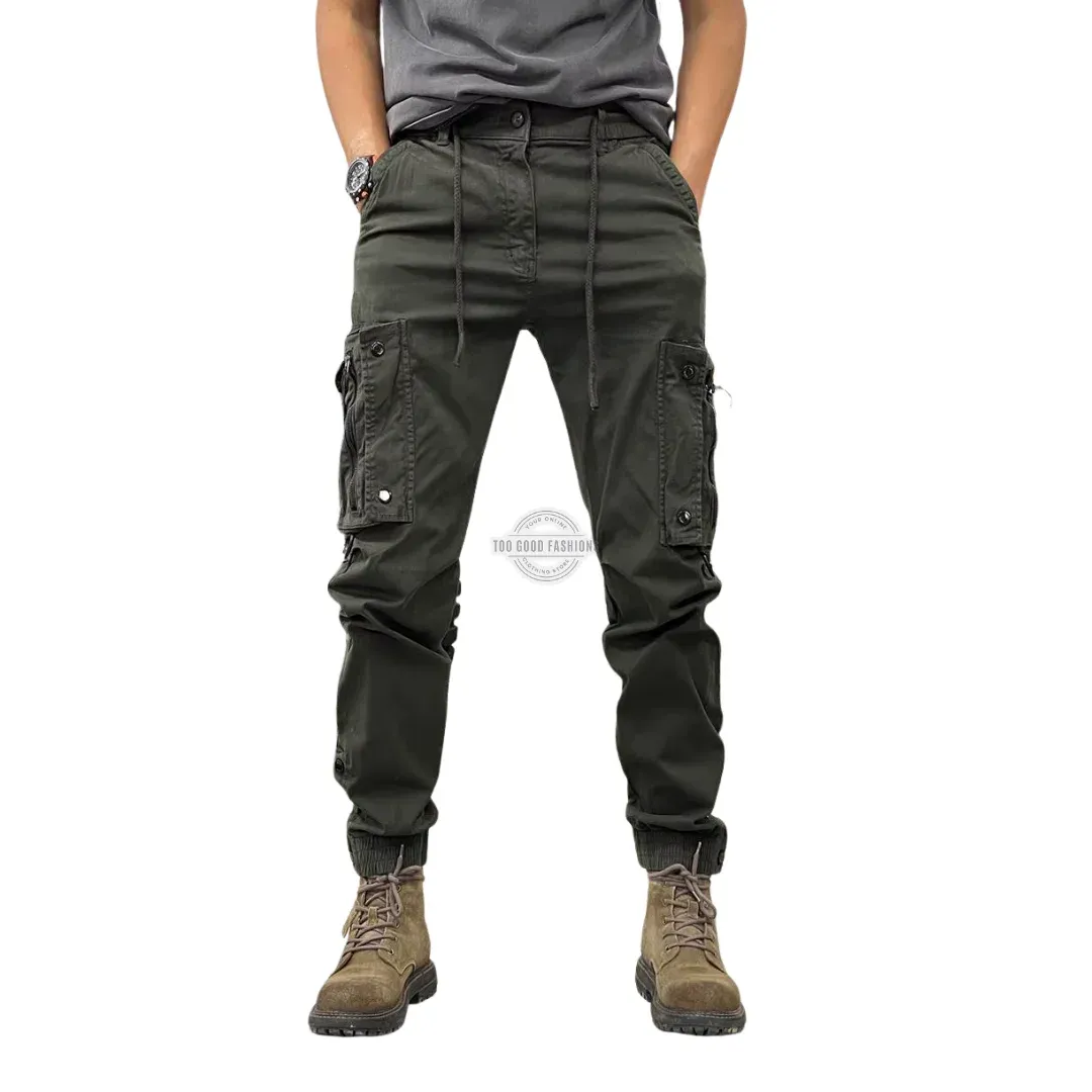 Dark Green Slim-Fit Cargo Joggers