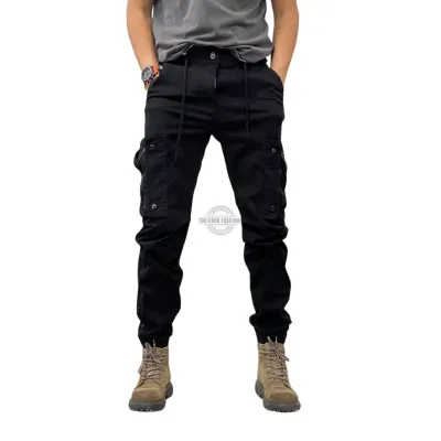 Black Slim-Fit Cargo Joggers
