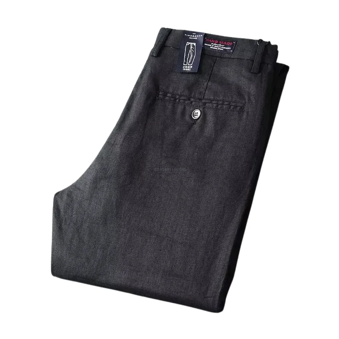 Black Cotton Casual Pants