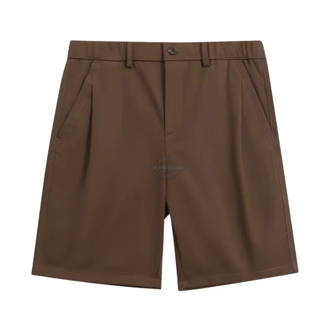Pleated Brown Short Pants
