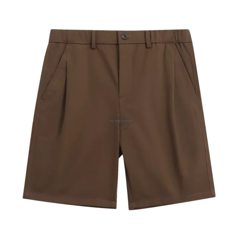 Pleated Brown Short Pants