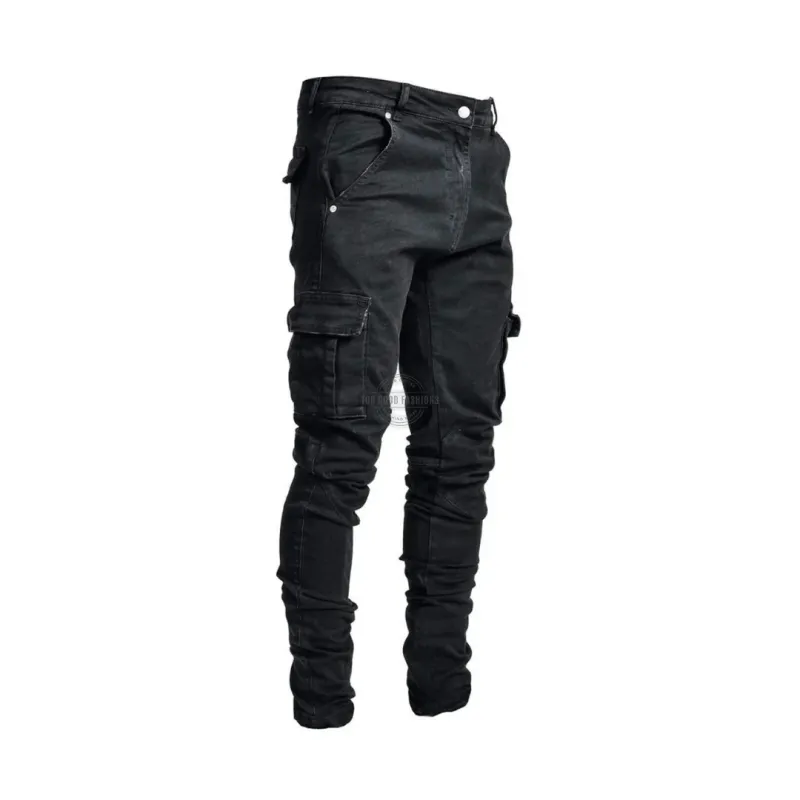 Black Wash Slim-Fit Cargo Jeans