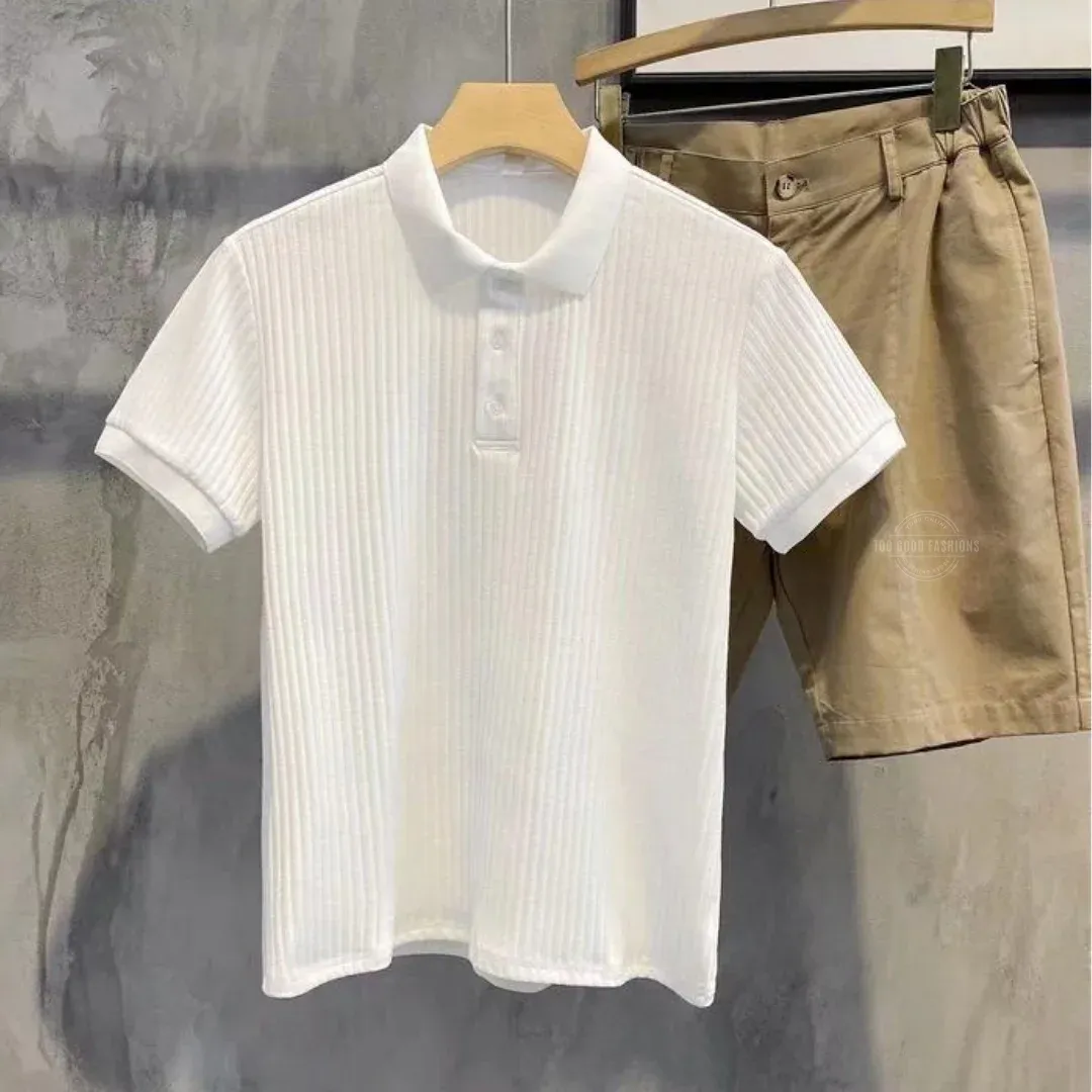 White Ribbed Polo
