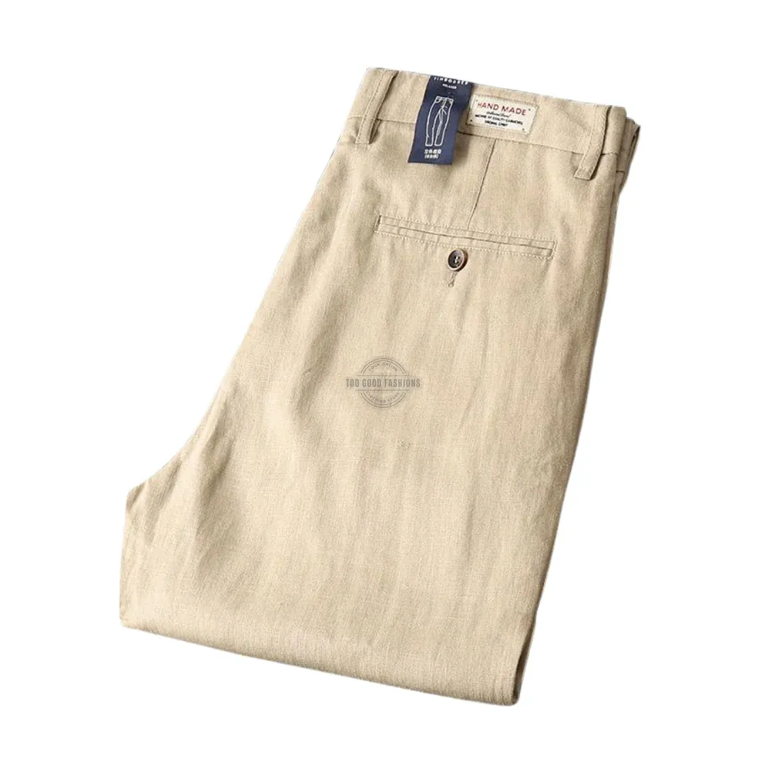 Khaki Cotton Casual Pants