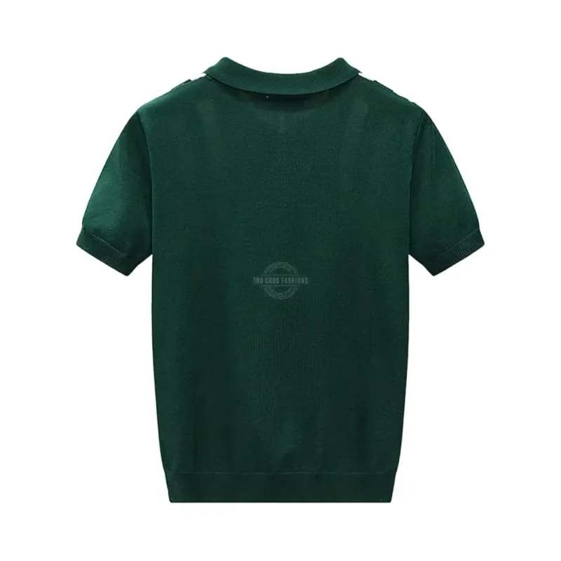 Forest Green Cotton Zipper Polo