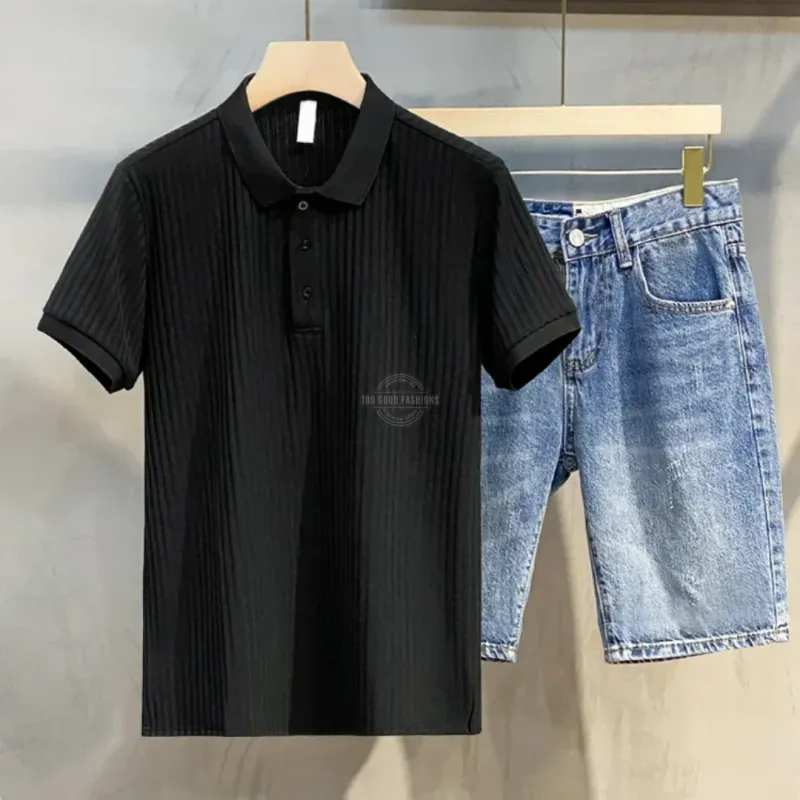 Black Ribbed Polo