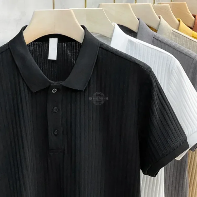Black Ribbed Polo