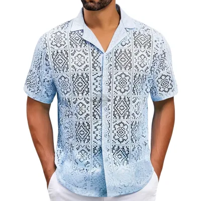 Baby Blue Eyelet Short-Sleeve Shirt