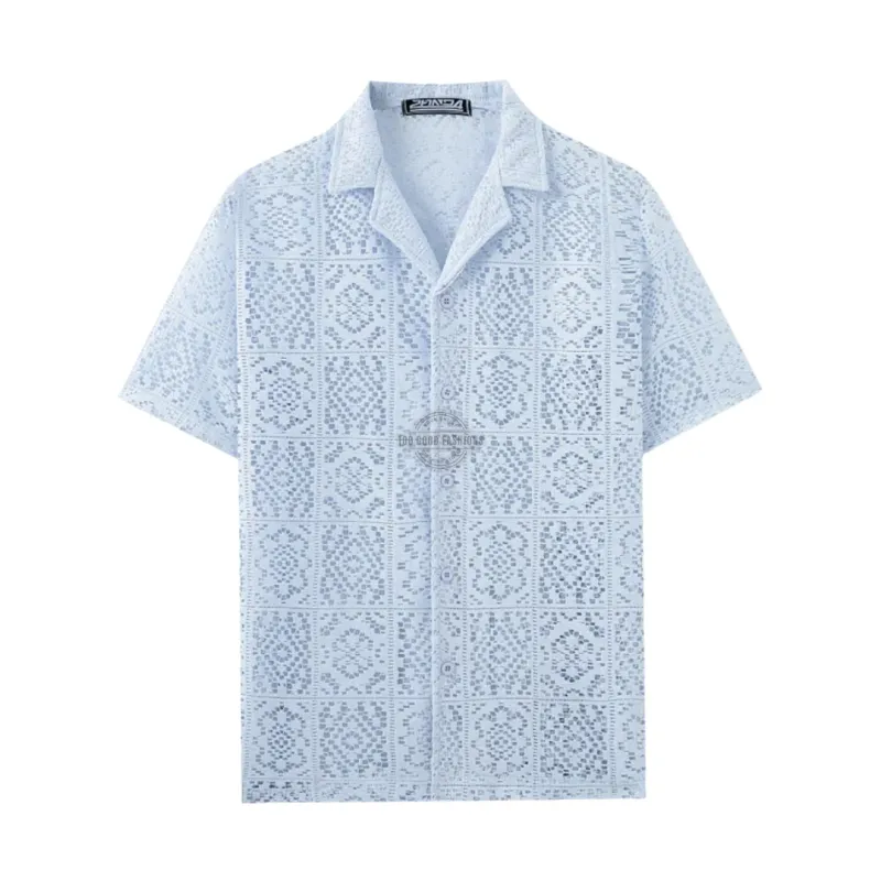Baby Blue Eyelet Short-Sleeve Shirt