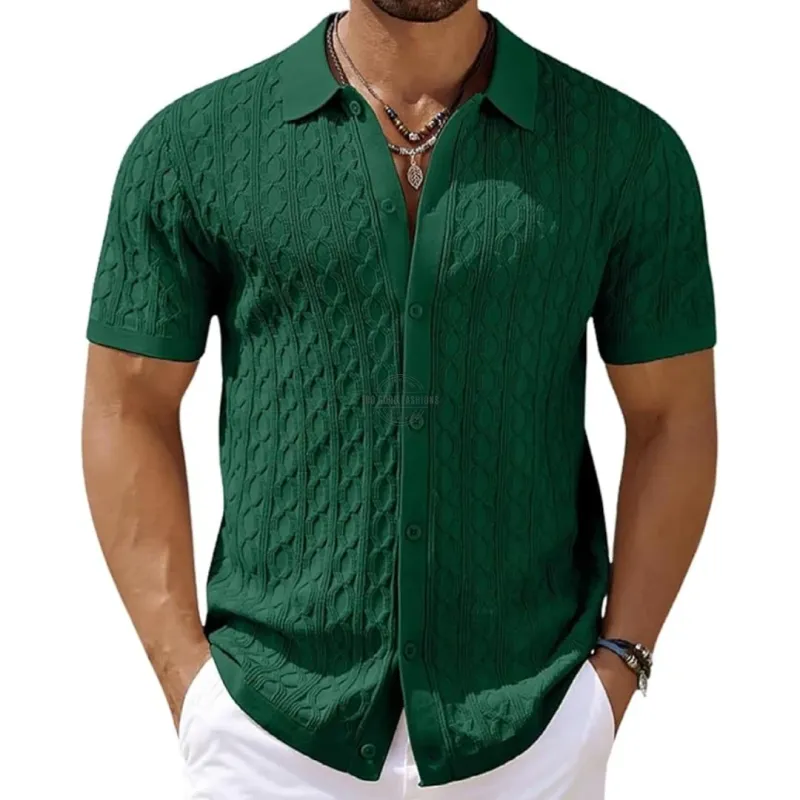 Forest Green Cotton Short-Sleeve Shirt