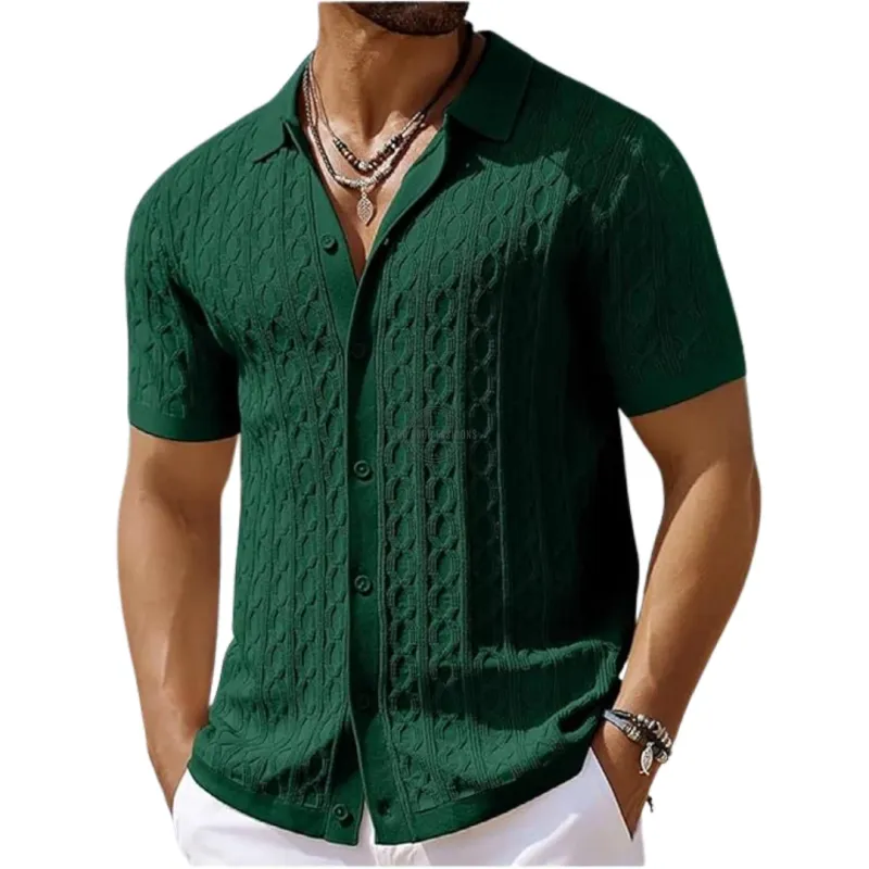 Forest Green Cotton Short-Sleeve Shirt