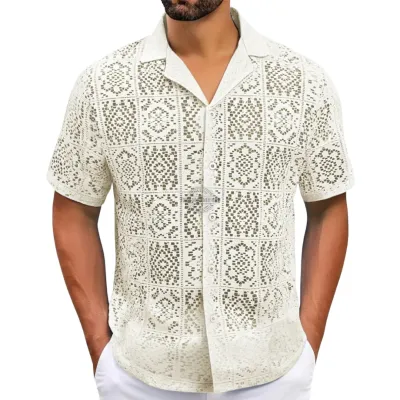 White Eyelet Short-Sleeve Shirt