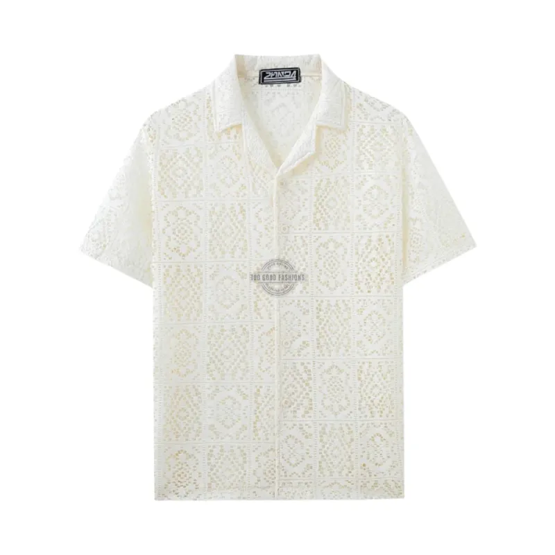 White Eyelet Short-Sleeve Shirt