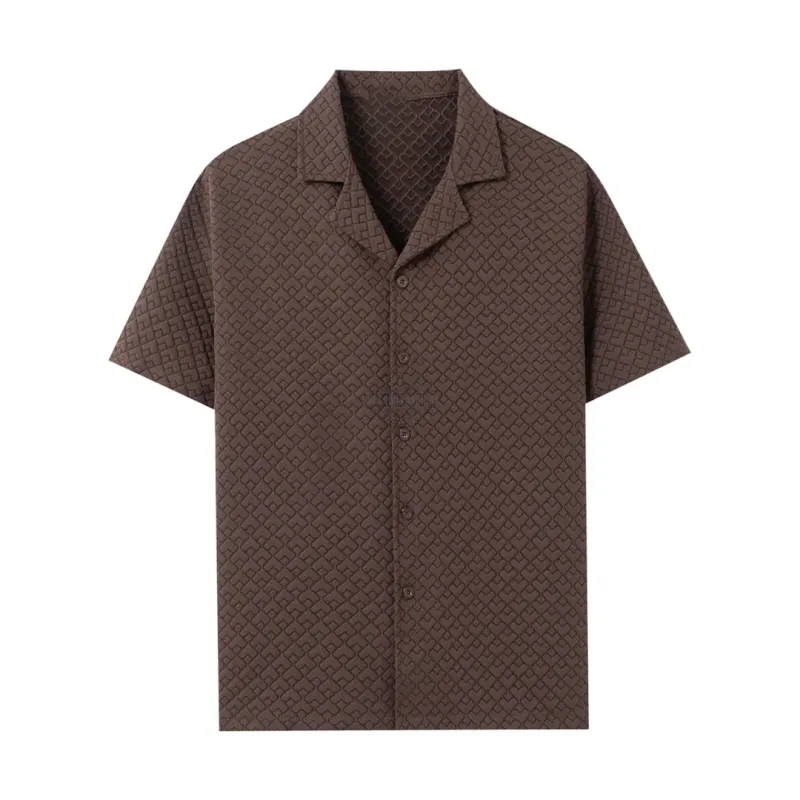 Brown Textured Short-Sleeve Shirt