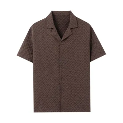 Brown Textured Short-Sleeve Shirt