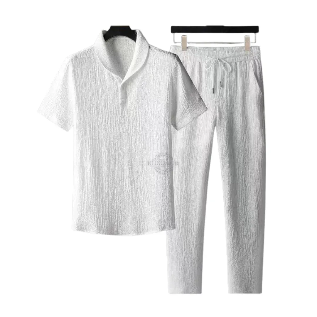 White Polo &amp; Pants 2pc Lounge Set