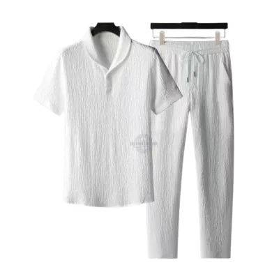 White Polo &amp; Pants 2pc Lounge Set