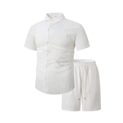 White Shirt & Shorts 2pc Casual Set
