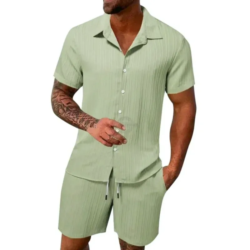 Pistachio Shirt &amp; Shorts 2pc Casual Set