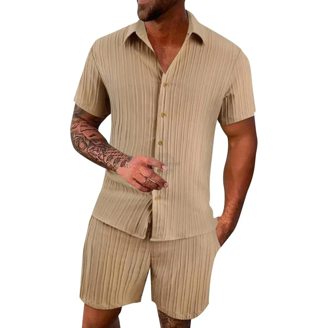 Tan Shirt &amp; Shorts 2pc Casual Set