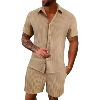 Tan Shirt &amp; Shorts 2pc Casual Set