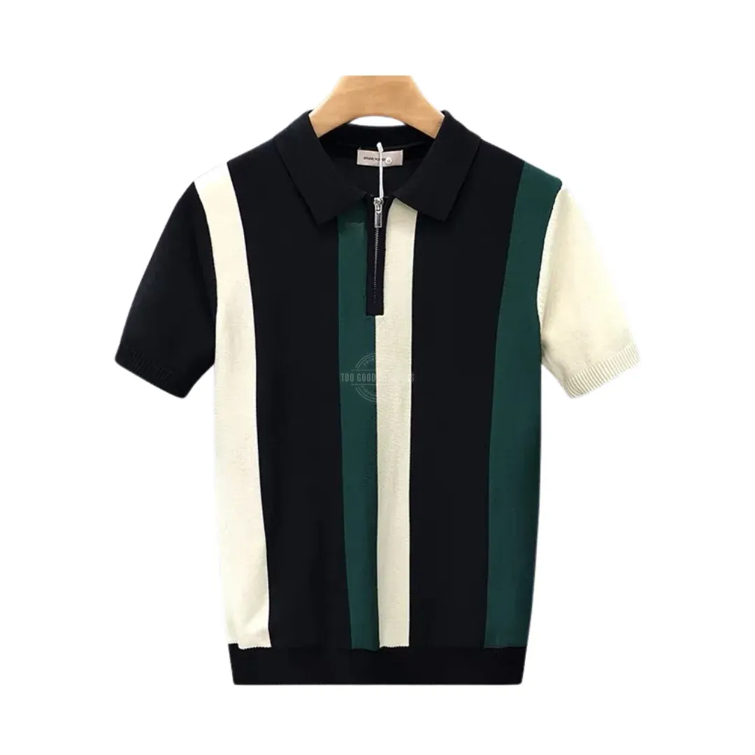 Forest Green Cotton Quarter-Zip Polo