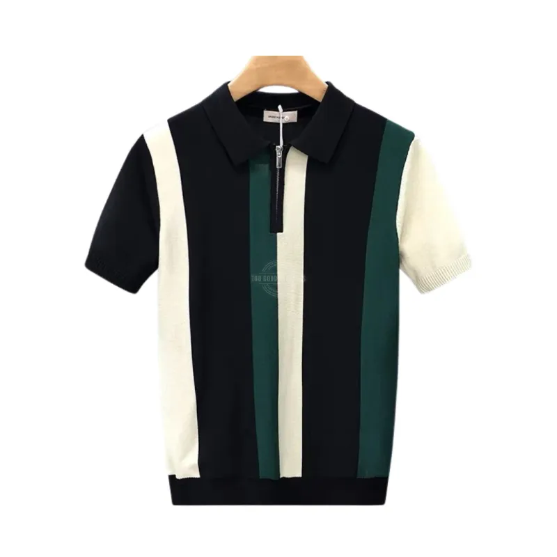 Forest Green Cotton Quarter-Zip Polo