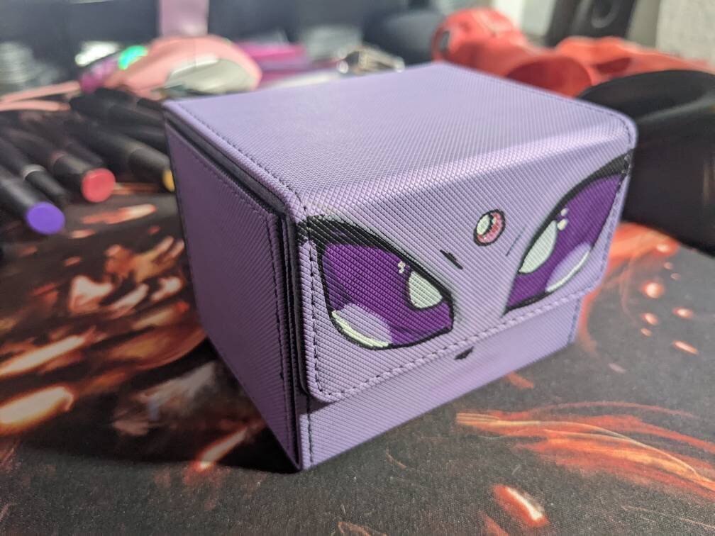 Custom synthetic leather premium magnetic deck 80 card deckbox Espeon handpainted TCG Box Trading Card Game Box Pokemon Vanguard Magic