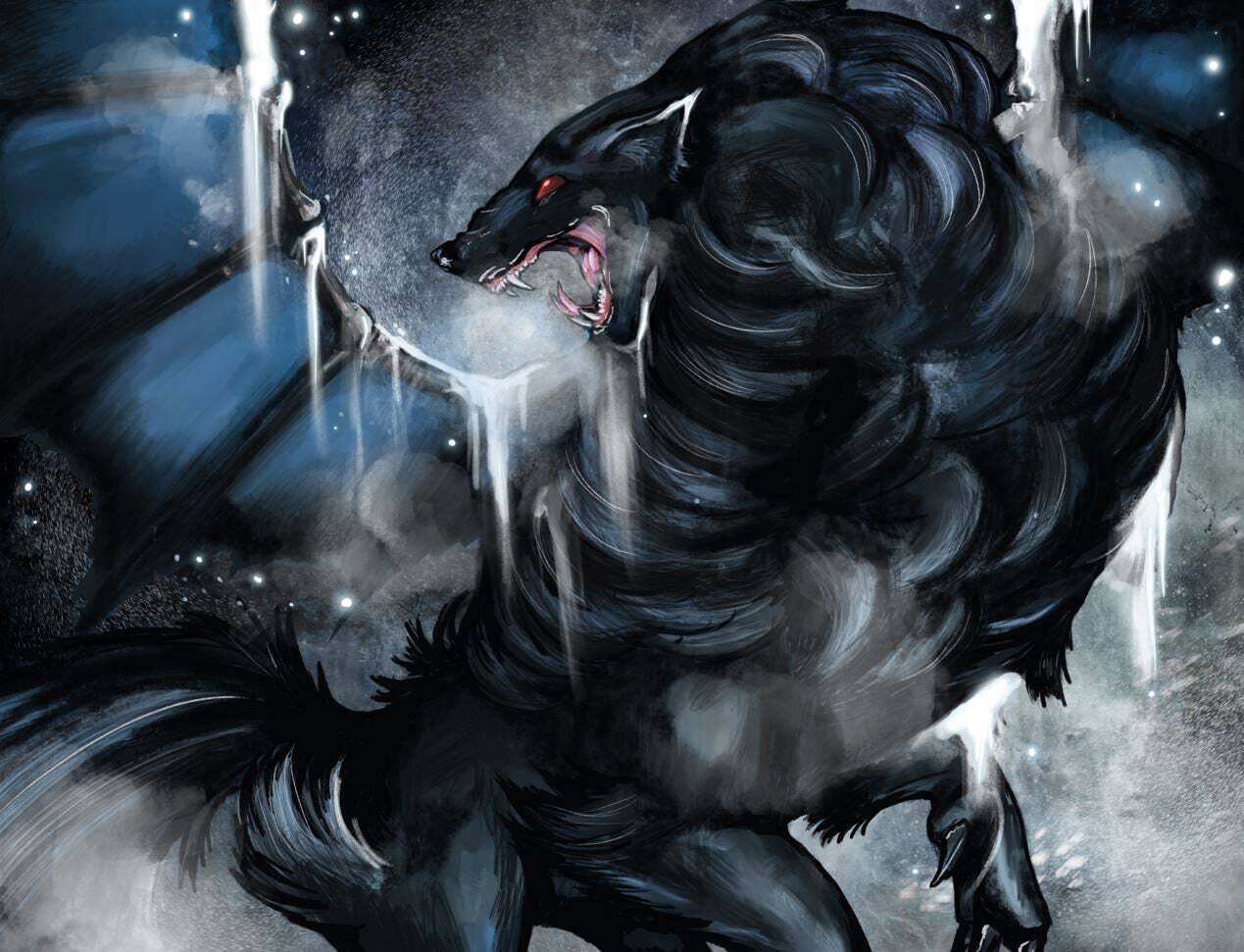 Fenrir ff Fan Art Poster landscape poster Final Fantasy fan art wolf fanart from Fenrir fan art New print ice and snow Demon dog