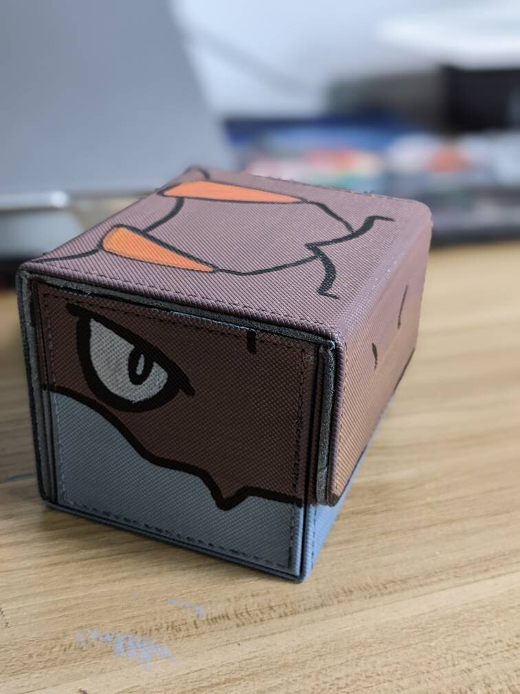 Custom synthetic leather premium magnetic deck box 80 card deckbox Tyrunt handpainted TCG Box Trading Card Game Box Pokemon Vanguard Magic