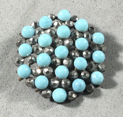 Turquoise Glass and Faceted Steel Medium
