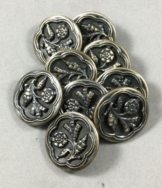 Set of Nine Tinted Brass Floral, Medium size