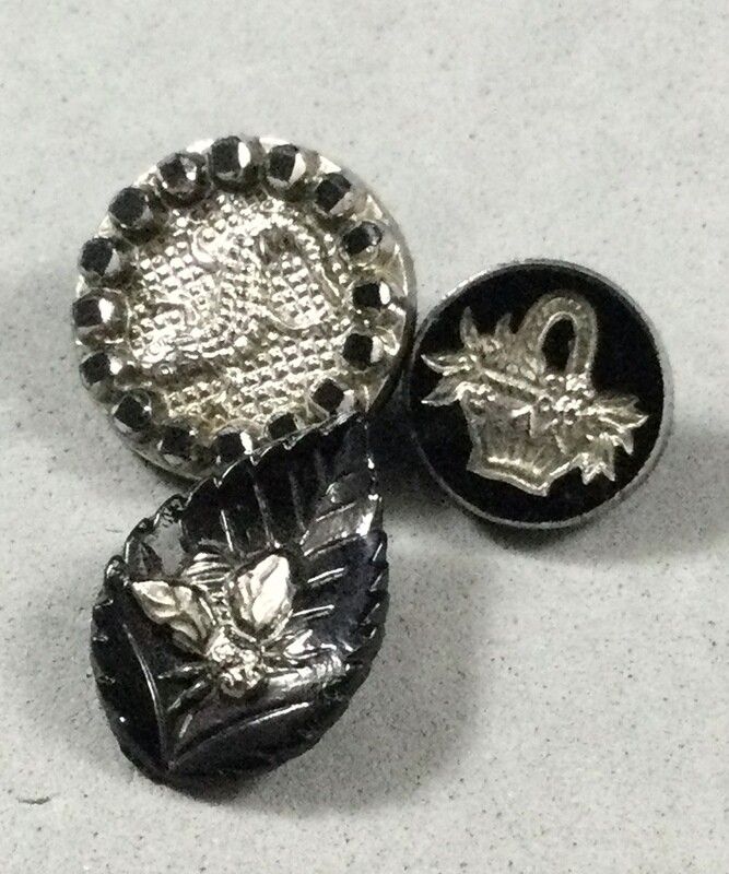 Silver Luster Black Glass Basket, Salamander and Bee on Leaf