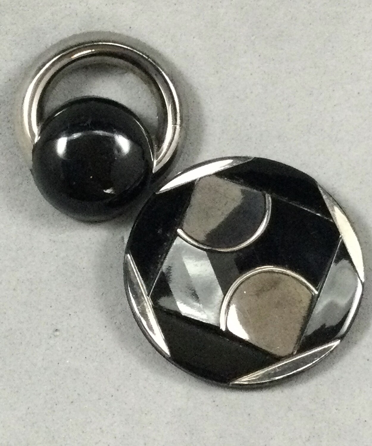 Two Black Glass with Silver Luster