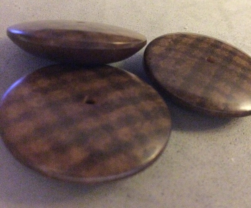 Three Medium Vegetable Ivory Stenciled Plaid Whistles