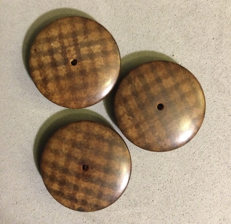 Three Medium Vegetable Ivory Stenciled Plaid Whistles