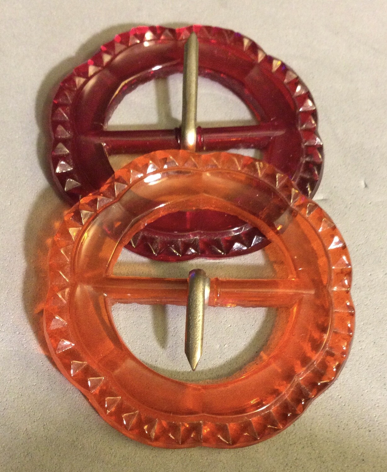 Two extra large Glass Buckles