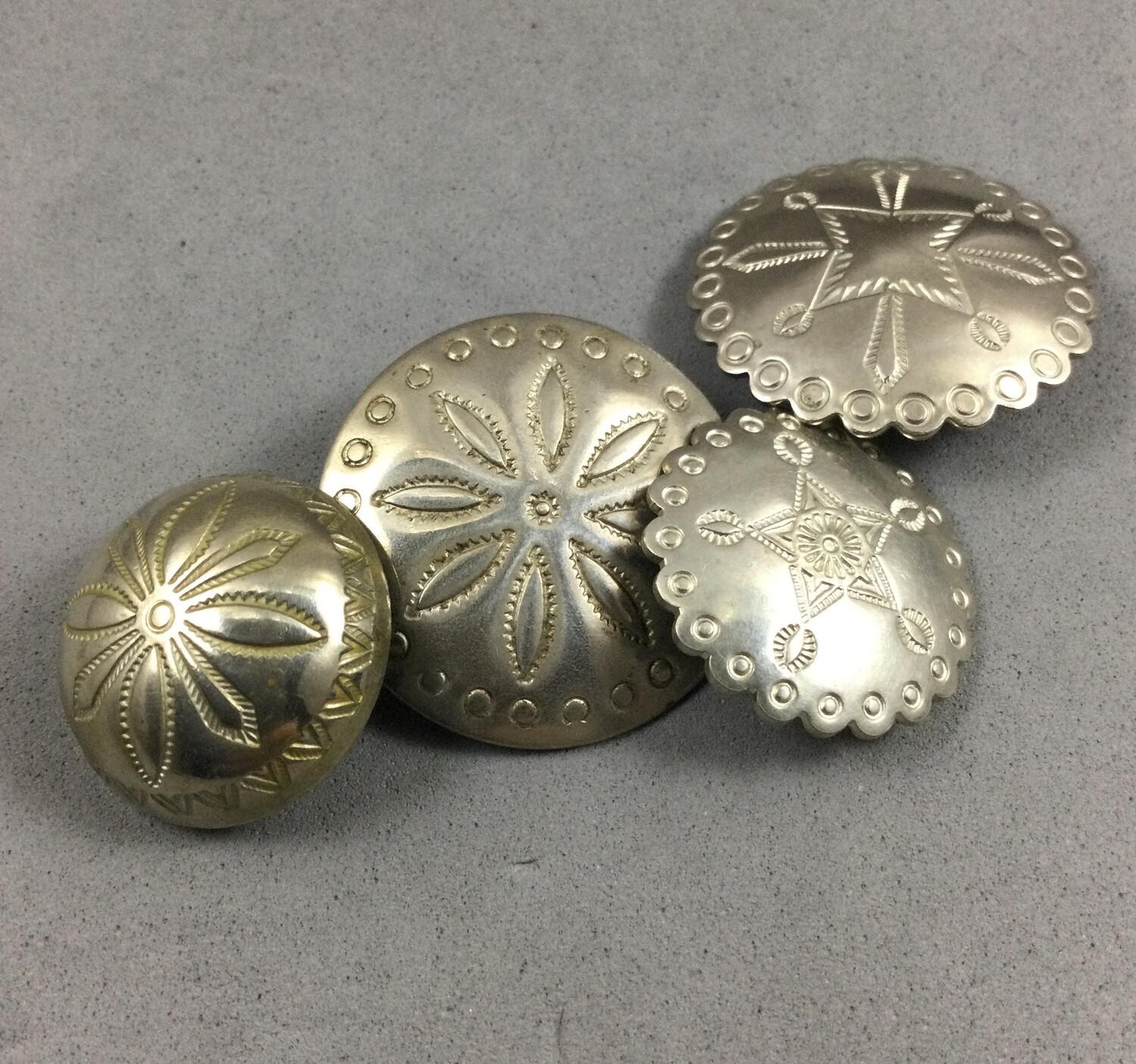 Four Southwest  White Metal Buttons
